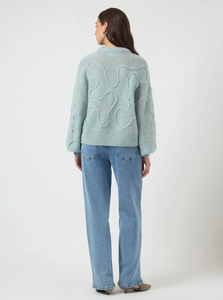 YAS Yasbrida Wool Blend Knit Pullover Blue Silver