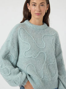 YAS Yasbrida Wool Blend Knit Pullover Blue Silver