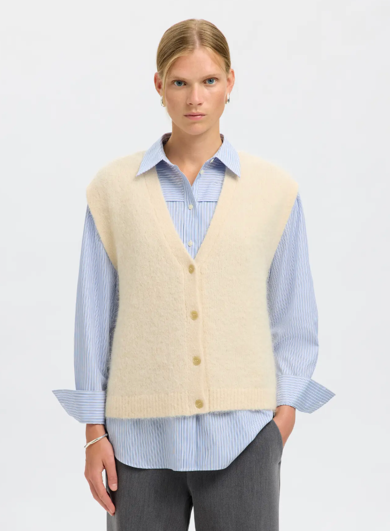 Selected Femme Gabella Knit Vest Birch