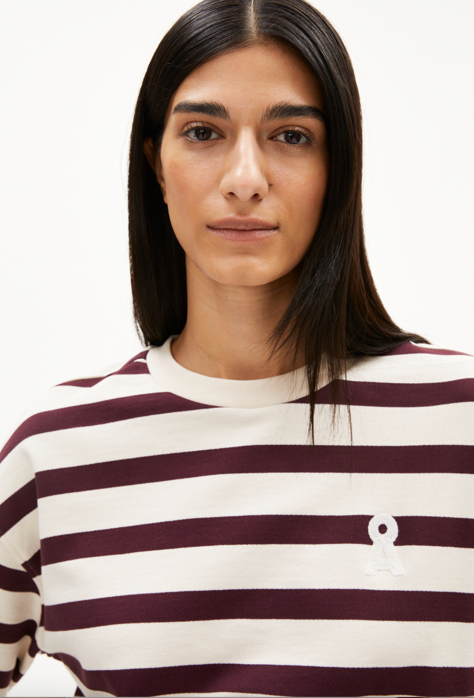 Armedangels Frankaa Bold Sweatshirt Stripe Undyed Dark Cranberry