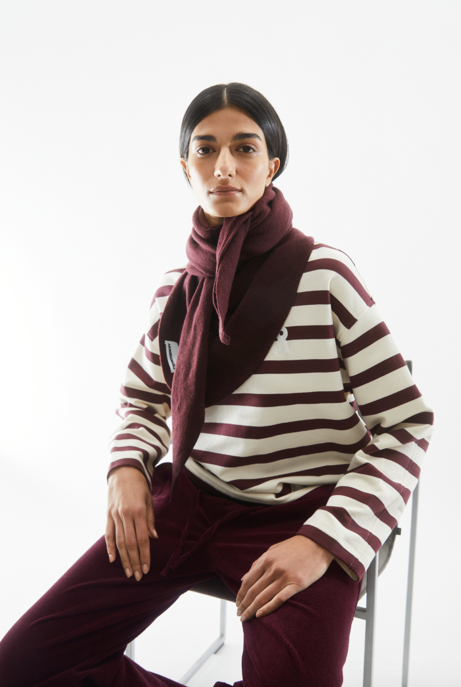 Armedangels Frankaa Bold Sweatshirt Stripe Undyed Dark Cranberry