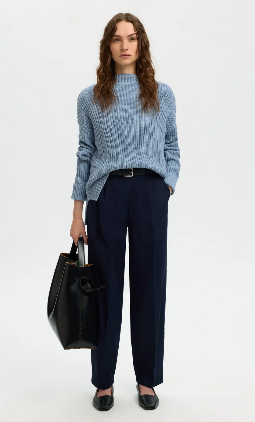 Selected Femme SLFSelma Sus Knit Pullover Dusty Blue