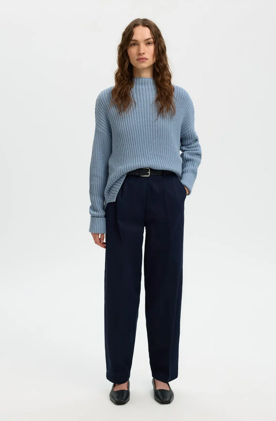 Selected Femme SLFSelma Sus Knit Pullover Dusty Blue