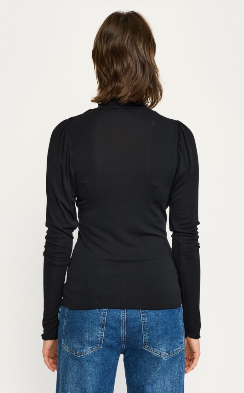 Soft Rebels Roman Frill LS Top Black