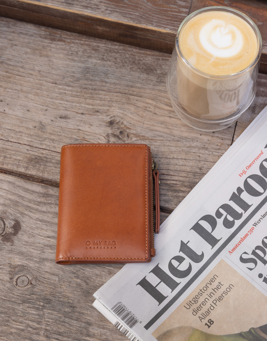 O MY BAG Jamie Wallet Cognac Classic Leather