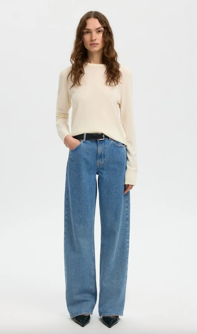 Selected Femme Wide Bea Kori Light Blue Denim