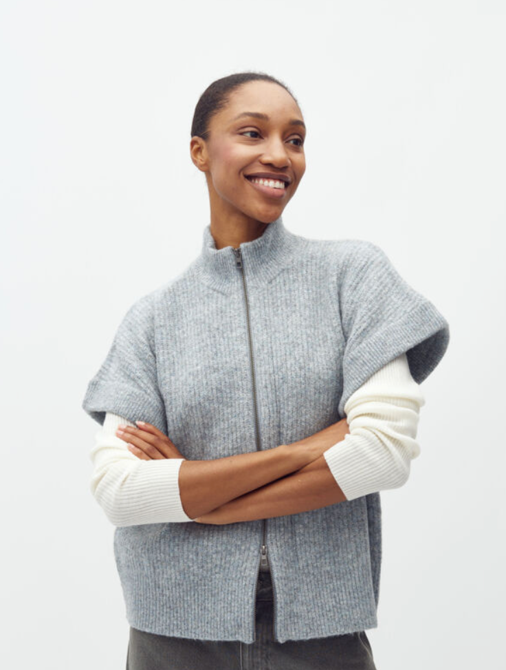 Mbym Roselina Short Knit Weste Tradewinds Grey