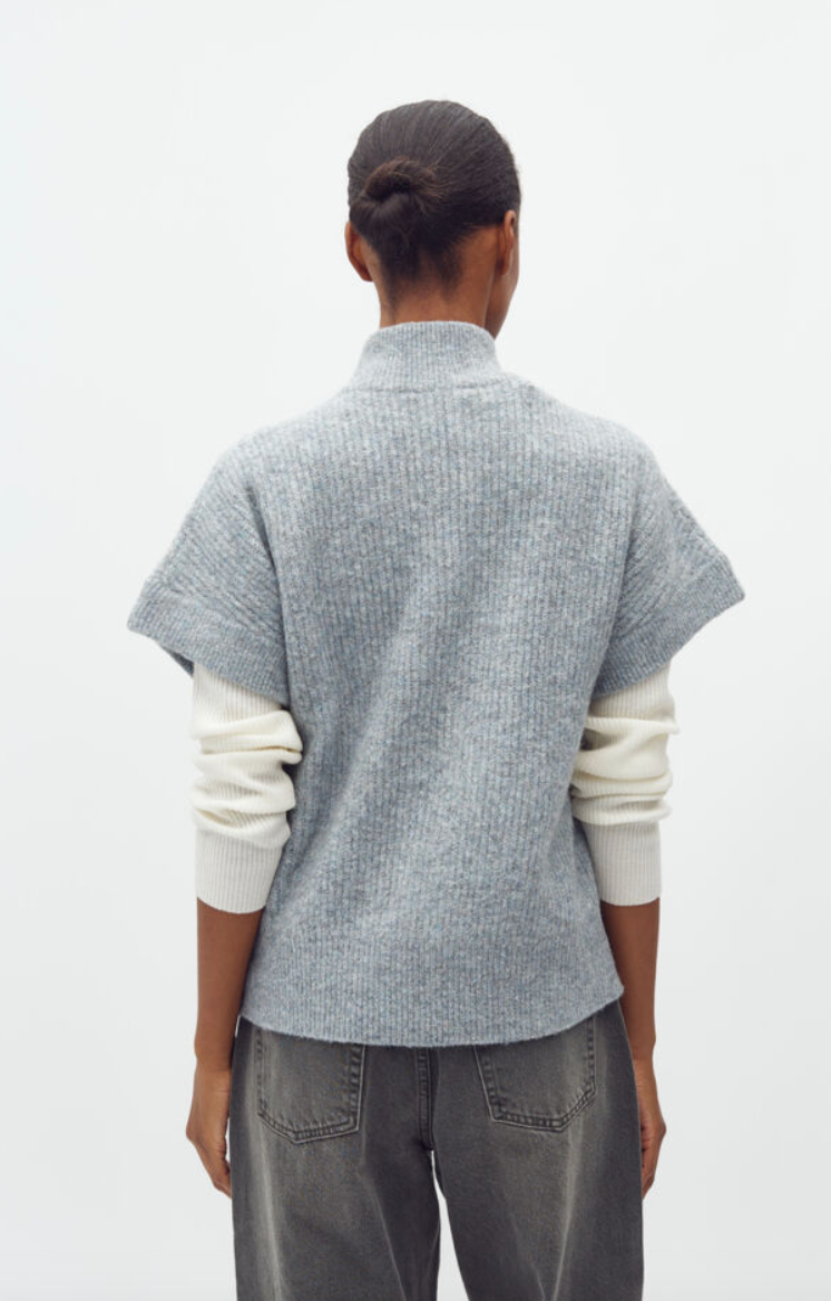 Mbym Roselina Short Knit Weste Tradewinds Grey
