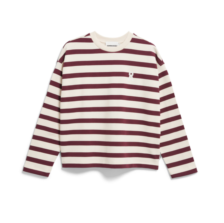 Armedangels Frankaa Bold Sweatshirt Stripe Undyed Dark Cranberry