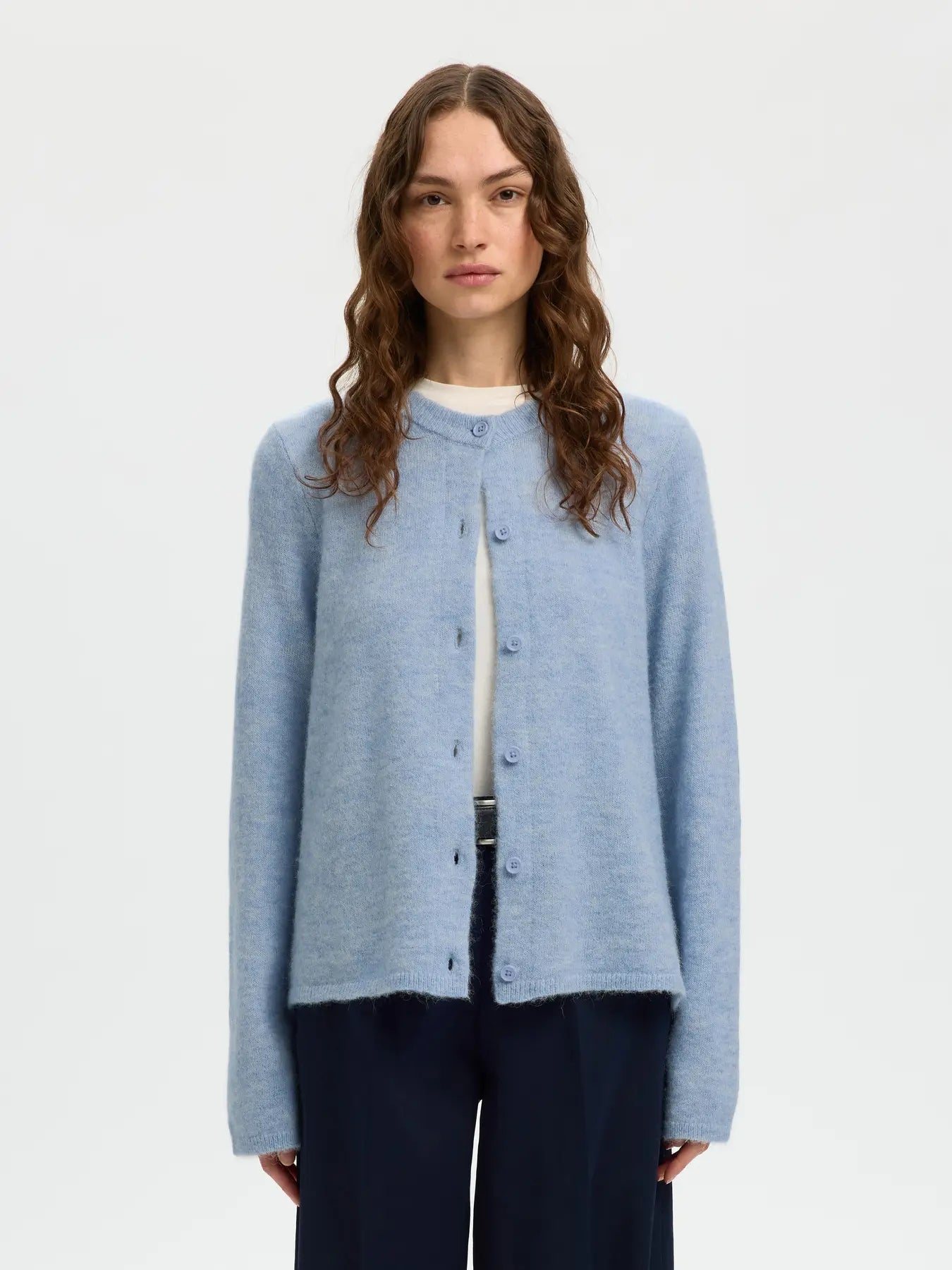 Selected Femme Lulu New Knit Cardigan Blue Melange