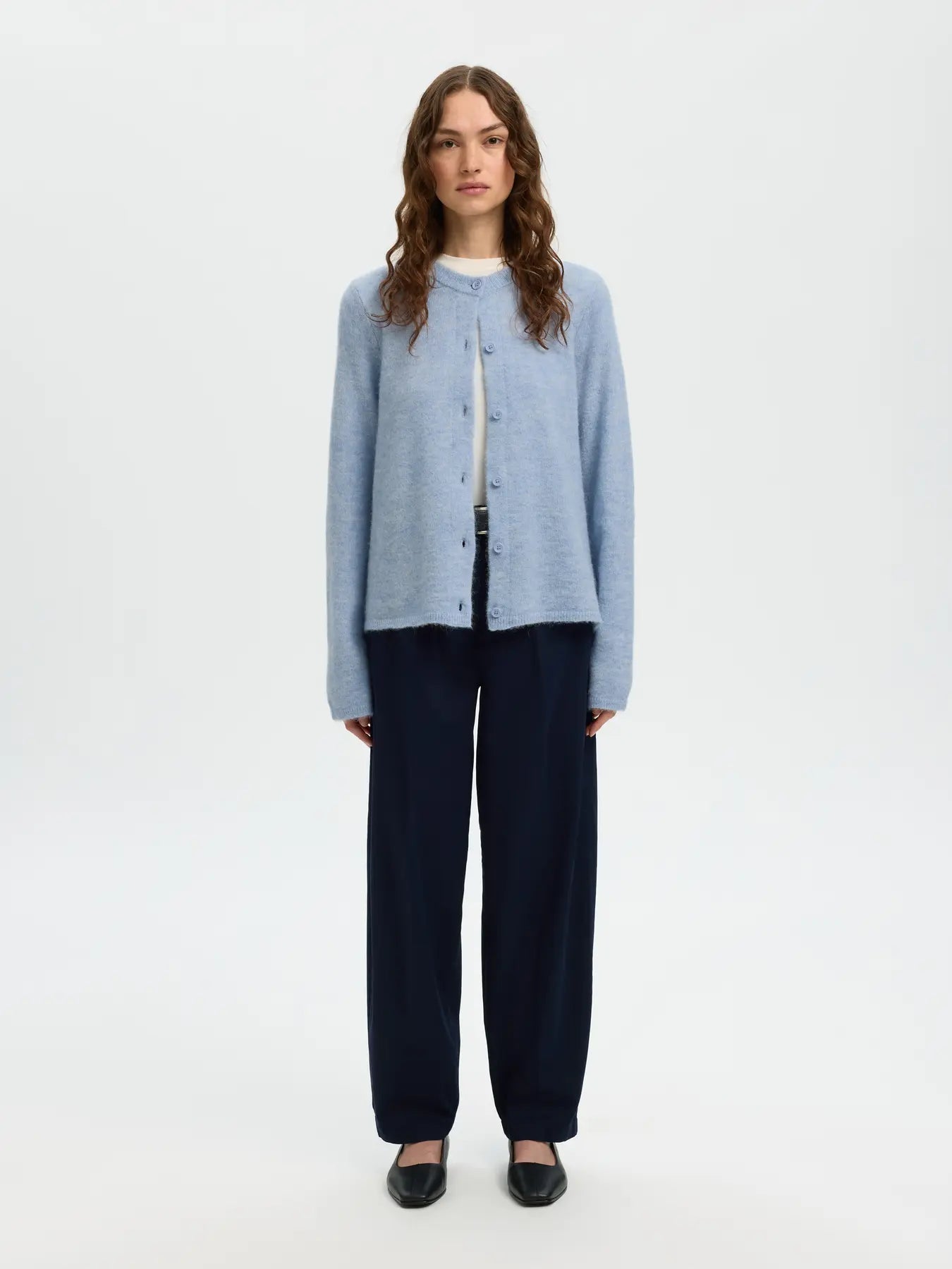 Selected Femme Lulu New Knit Cardigan Blue Melange