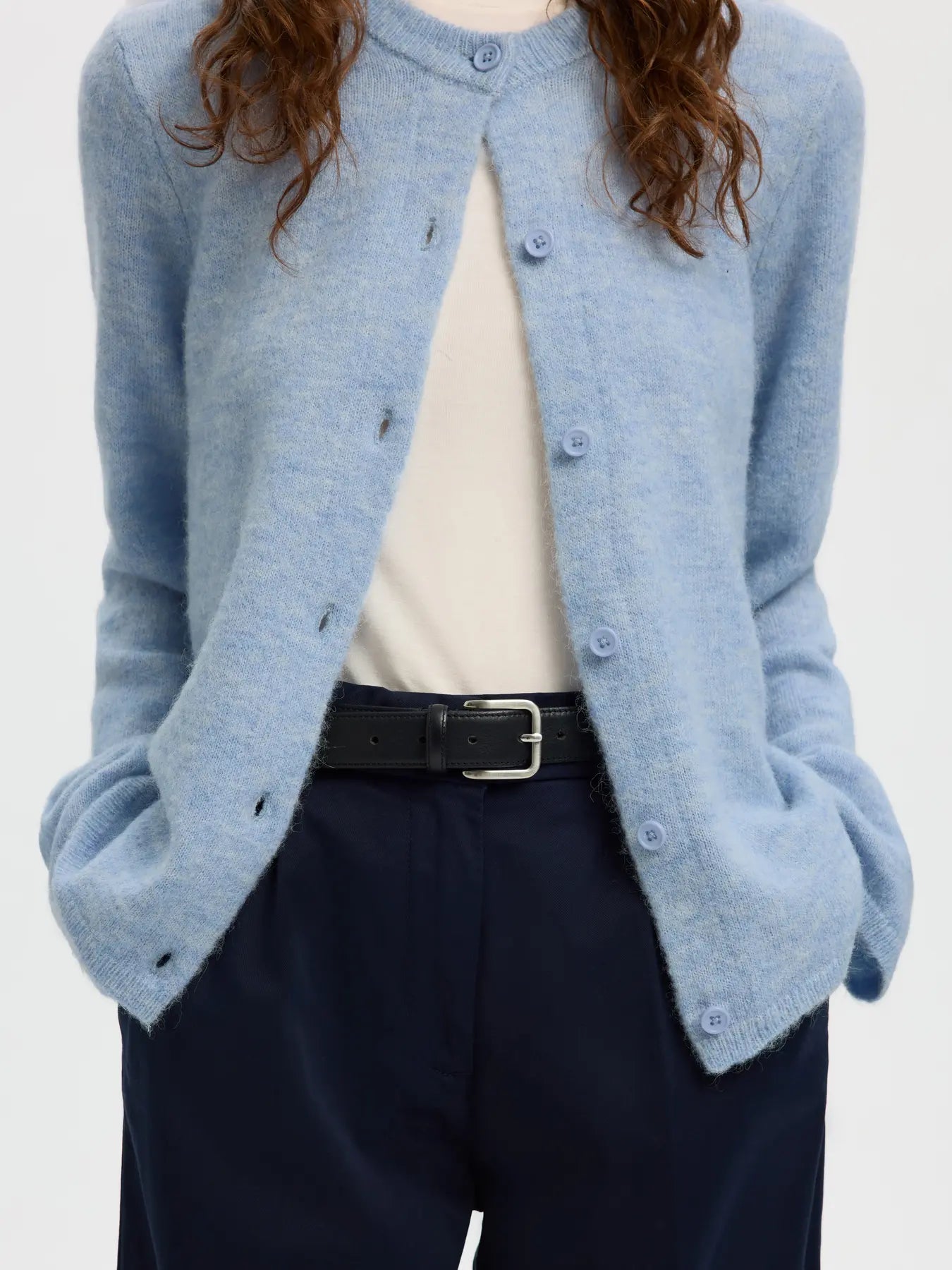 Selected Femme Lulu New Knit Cardigan Blue Melange