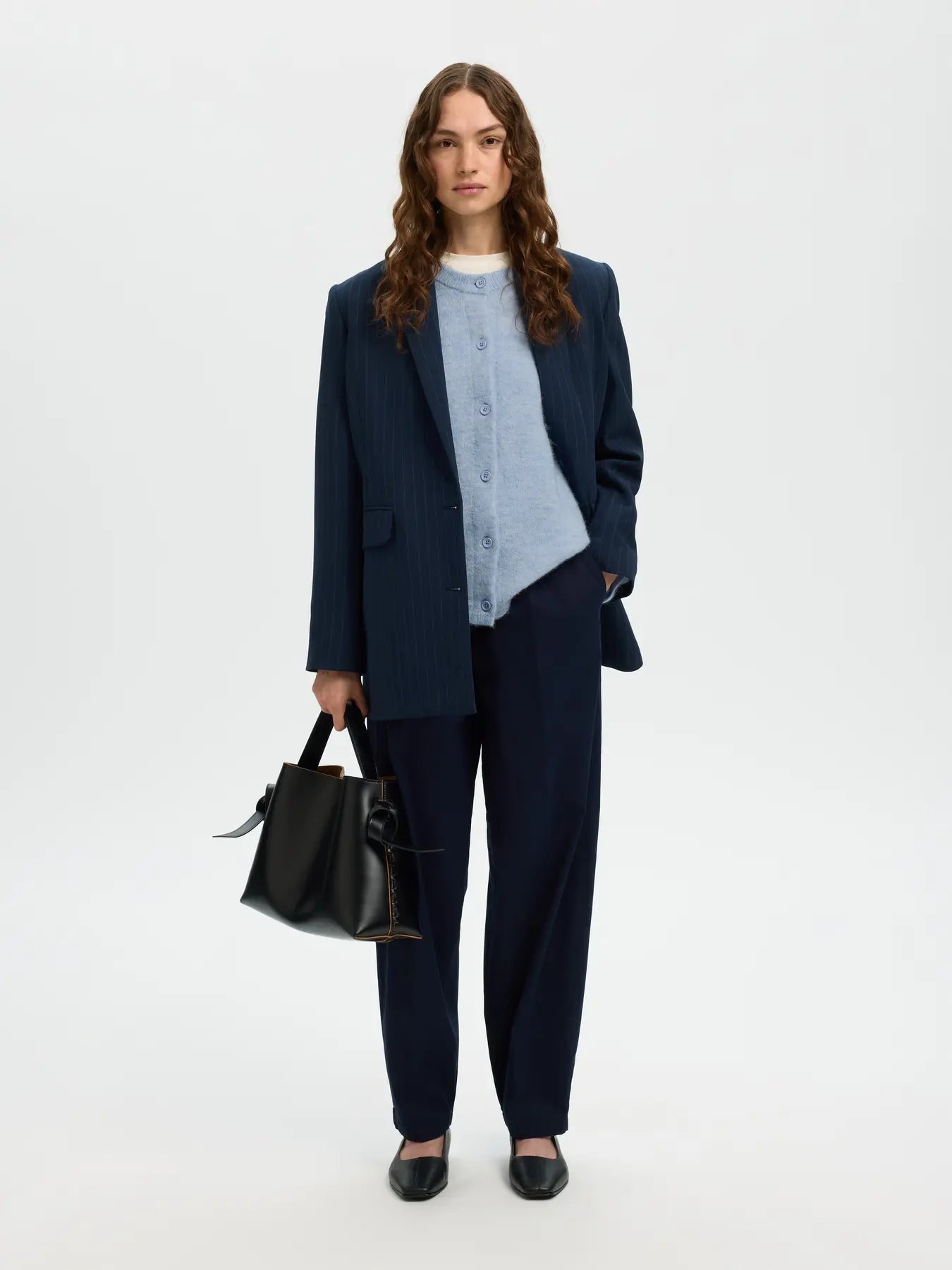 Selected Femme Lulu New Knit Cardigan Blue Melange