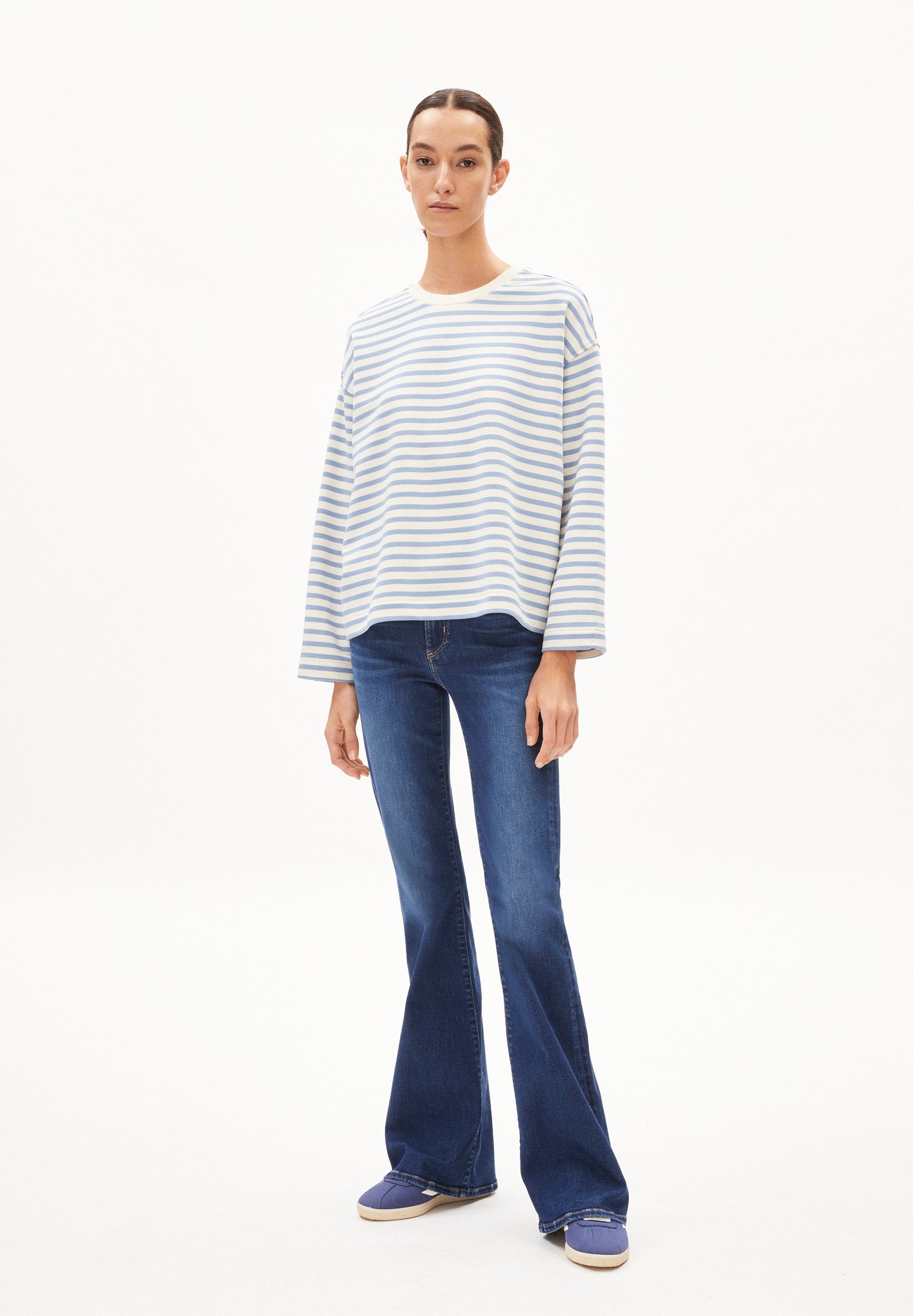 Armedangels Frankaa Maarlen Sweatshirt Stripe Iceberg blue - undyed