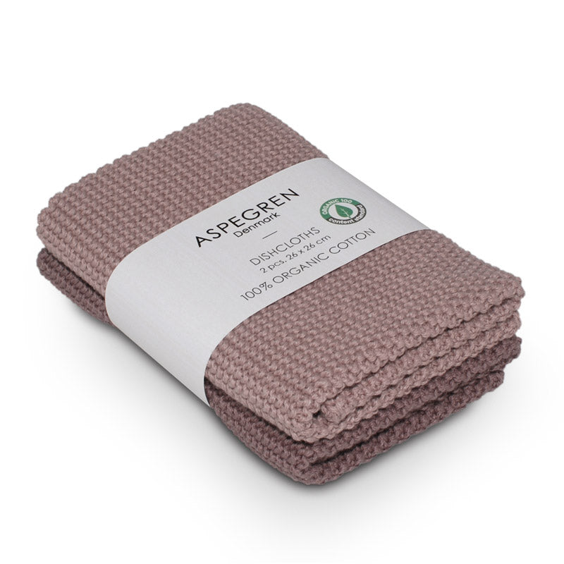 Aspegren Dishcloths 2 Pcs. Knitted Solid Mauve