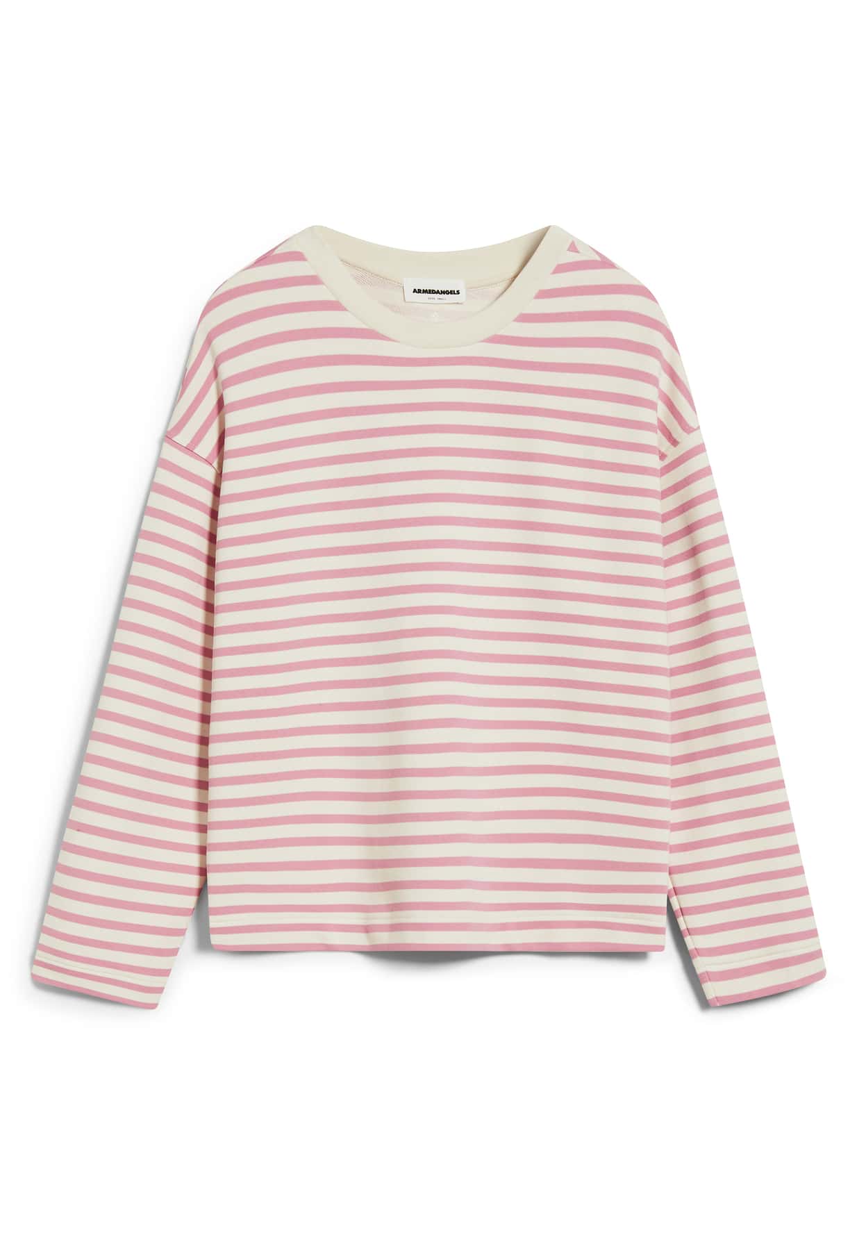 Armedangels Frankaa Sweatshirt Stripe Raspberry Pink - Undyed