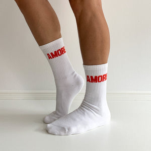 Navucko Socken AMORE weiß rot